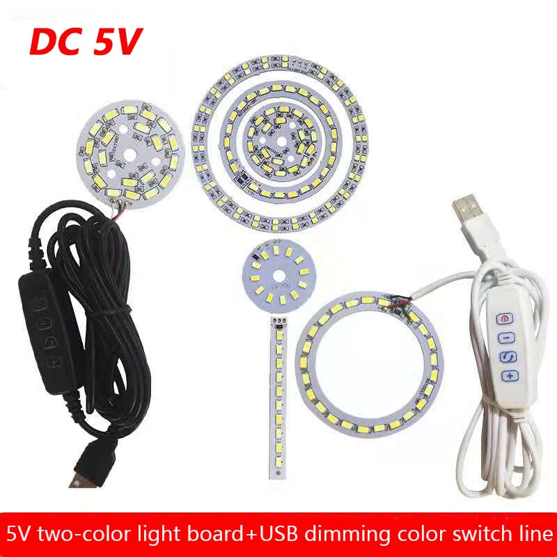 1/5pcs DC5V Dimmable LED chip 5/6/10/12W Surface Light Source SMD 5730 Double Color LED Light Beads DIY Tricolor Adjustable