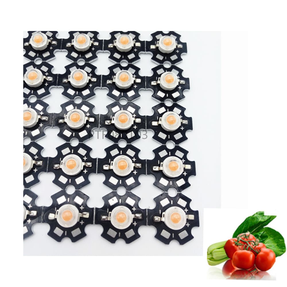10pcs 1W 3W watt full spectrum 400nm~840nm led chip Bead for growth plant light chip no pcb/with 20mm PCB