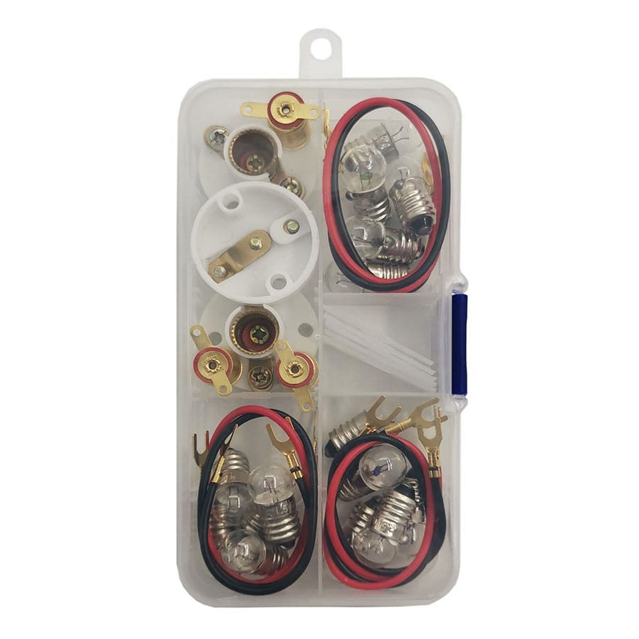 15PCS Light Beads 1.5V 2.5V 3.8V + 6PCS Lamp Holder + 6PCS 20cm Electric Wire Mixed Student Lab Kit Package