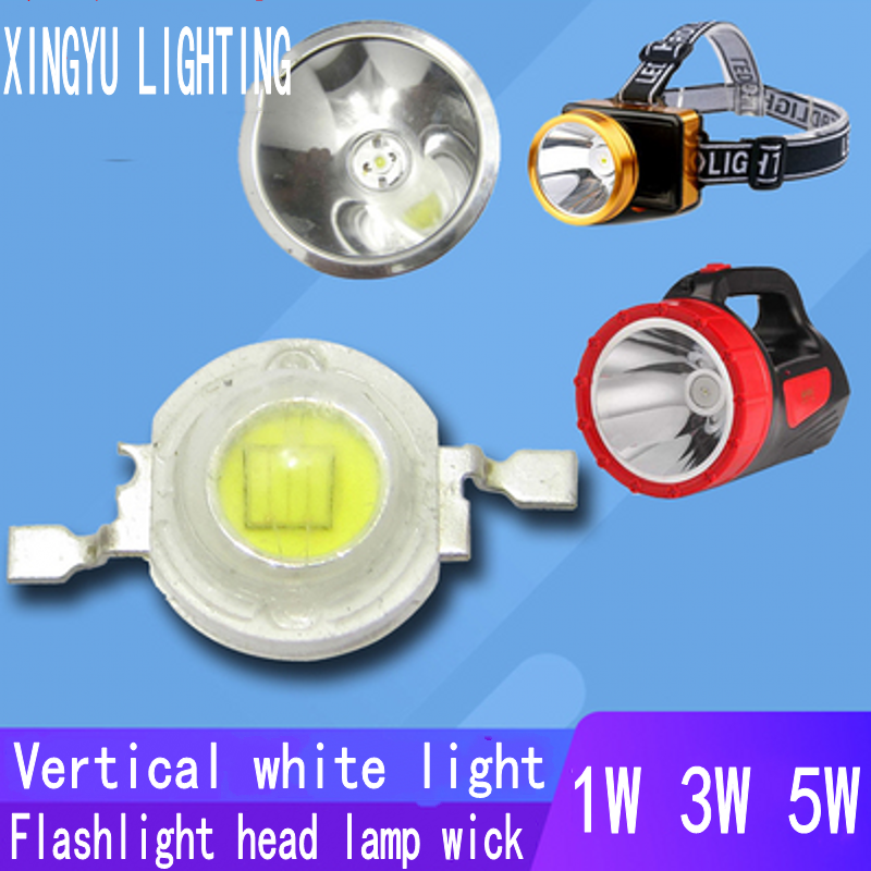 10pcs led lamp beads 1W lamp beads 1W3W5W  power lamp beads car lights flashlight miner's lamp vertical white light spotlight