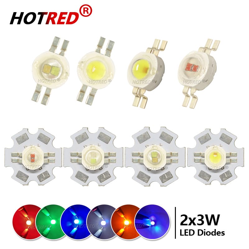 10PCS 2X3W Bicolor Double Color LED Red Green Blue Orange White led cob chip Light Bead For DIY LED Car Light Lamp Flashlight