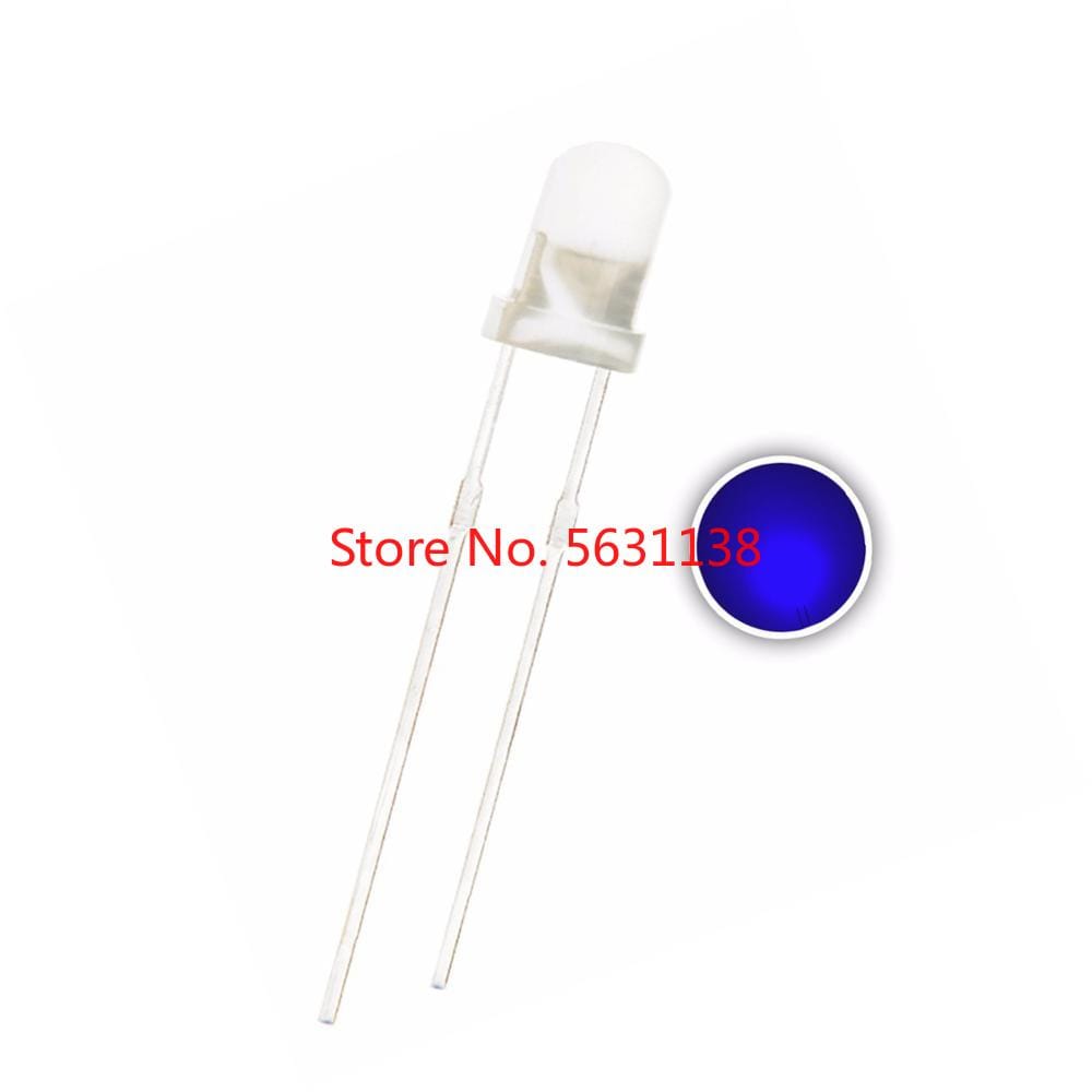 100PCS 3mm Blue Diffused LED Emitting Diode Round Head 3V 20mA DIP-2 Ultra Bright Lamp Light Beads 2pins chip leds wholesale