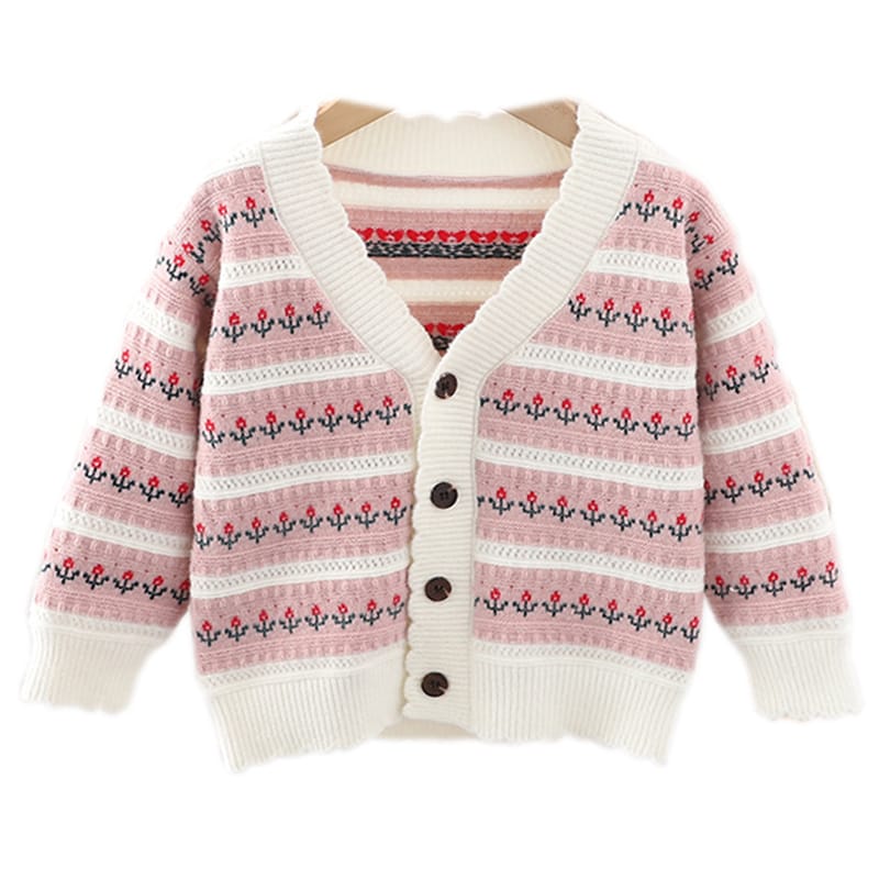 Girl Cardigan Sweater Spring Autumn Wear 2021 New Flowers Knitted Sweatesr Long Sleeve toddler girl Baby Coat for Kids Clothes