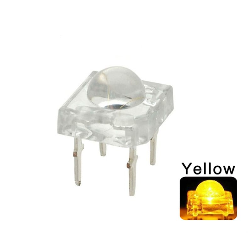 100PCS 5MM Piranha Yellow LED Super Flux Transparent Ultra Bright Water Clear Lens Lamp 4 Pin Light Beads