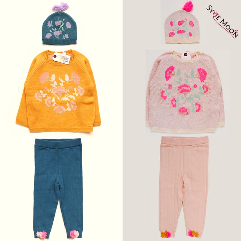 Kids Sweaters 2019 Lou&M Brand New Autumn Winter Girls Cute Flower Embroidery Print Knit Sweaters Baby Children Cotton Pullover