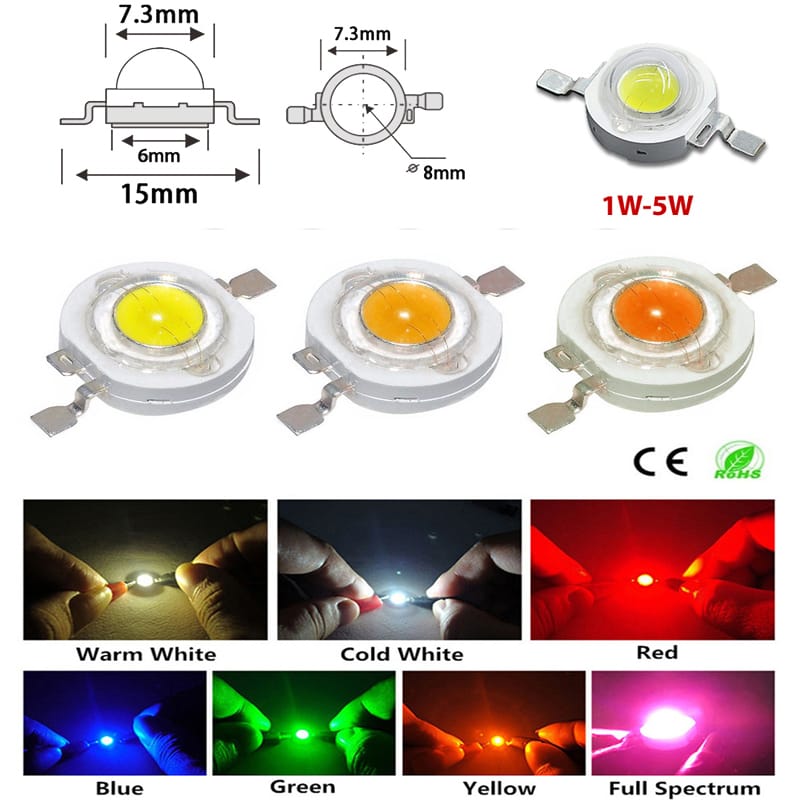 100PCS 1W 3W LED COB Lamp Chip White Red Blue Yellow Pink UV RGB Mini LED Bulb Diode Beads For DIY LED Floodlight Spotlight