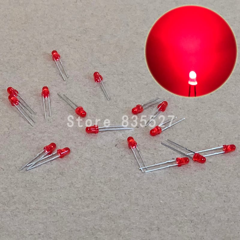 1000pcs/lot 3mm red in the color DIP Round LED light emitting diode short legs For DIY lights LEDS Light Beads New original F3