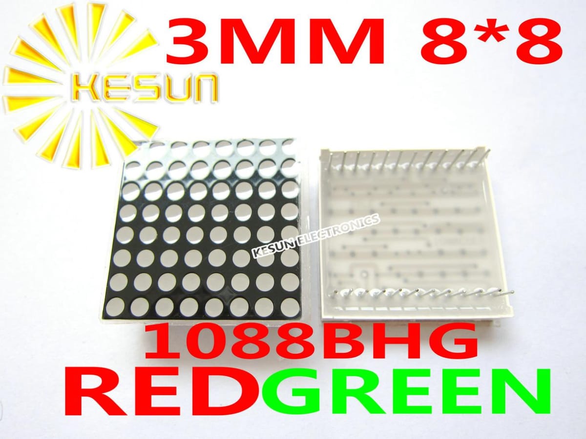 FREE SHIPPING 10PCS 3MM 8X8 Red Green bi-color 32*32 LED Dot Matrix Digital Tube Module 1088BHG LED Display Module Light Beads