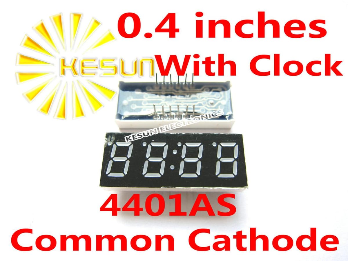 5PCS x 0.4 inches Red Common Cathode/Anode 4 Digital Tube With Clock LED Display Module 4401AS 4401BS Light Beads