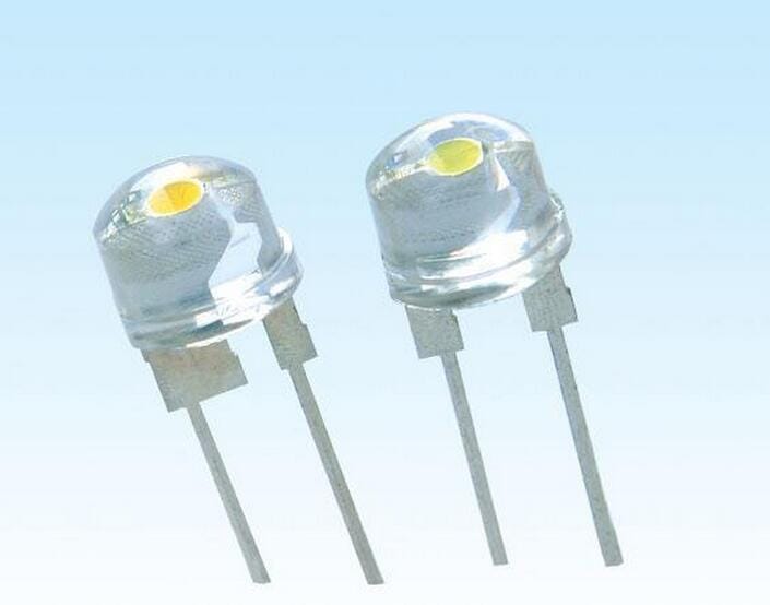 8MM straw hat white 0.75W 2Pin light-emitting diode LED Lamp beads