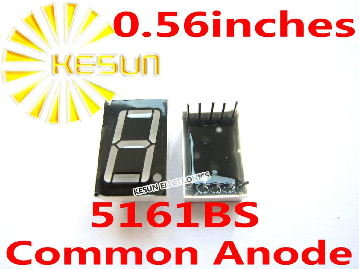10PCS x 0.56 inches Red 5161BS 5161AS Common Anode/Cathode Single Digital Tube LED Display Module Light Beads