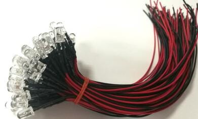 F5 5mm Warm White Red Green Blue Yellow Orange Pink Purple RGB 24V LED Lamp Light With 20cm Wire for Toy Light Beads  x 100pcs