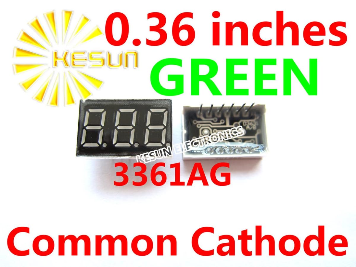 5PCS x 0.36 inches Green Common Cathode/Anode 3 Digital Tube 3361BG 3361AG LED Display Module Light Beads