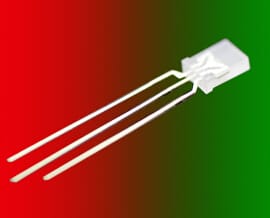 1000PCS x 2x5x7 Red / Jade Green bicolors 3Pin Diffused Lens Common Cathode/Anode 257 Square rectangle LED Long Leg Light Beads