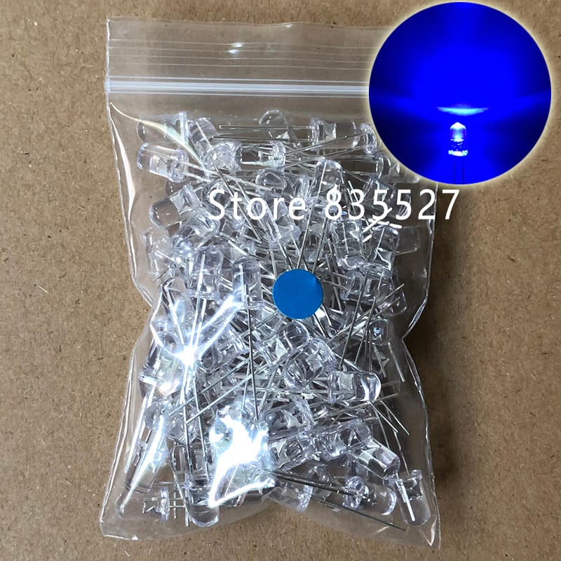 100pcs / LOT  F5 5MM Round LED Water and Clear Blue Super Bright LED light emitting diode Kit DIP Lamp beads