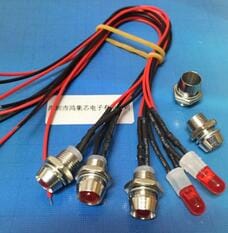 24V With Metal LED Holder F3 3mm White Red Green Blue Yellow Orange RGB LED Lamp Light With 20cm Wire Light Beads x 100pcs