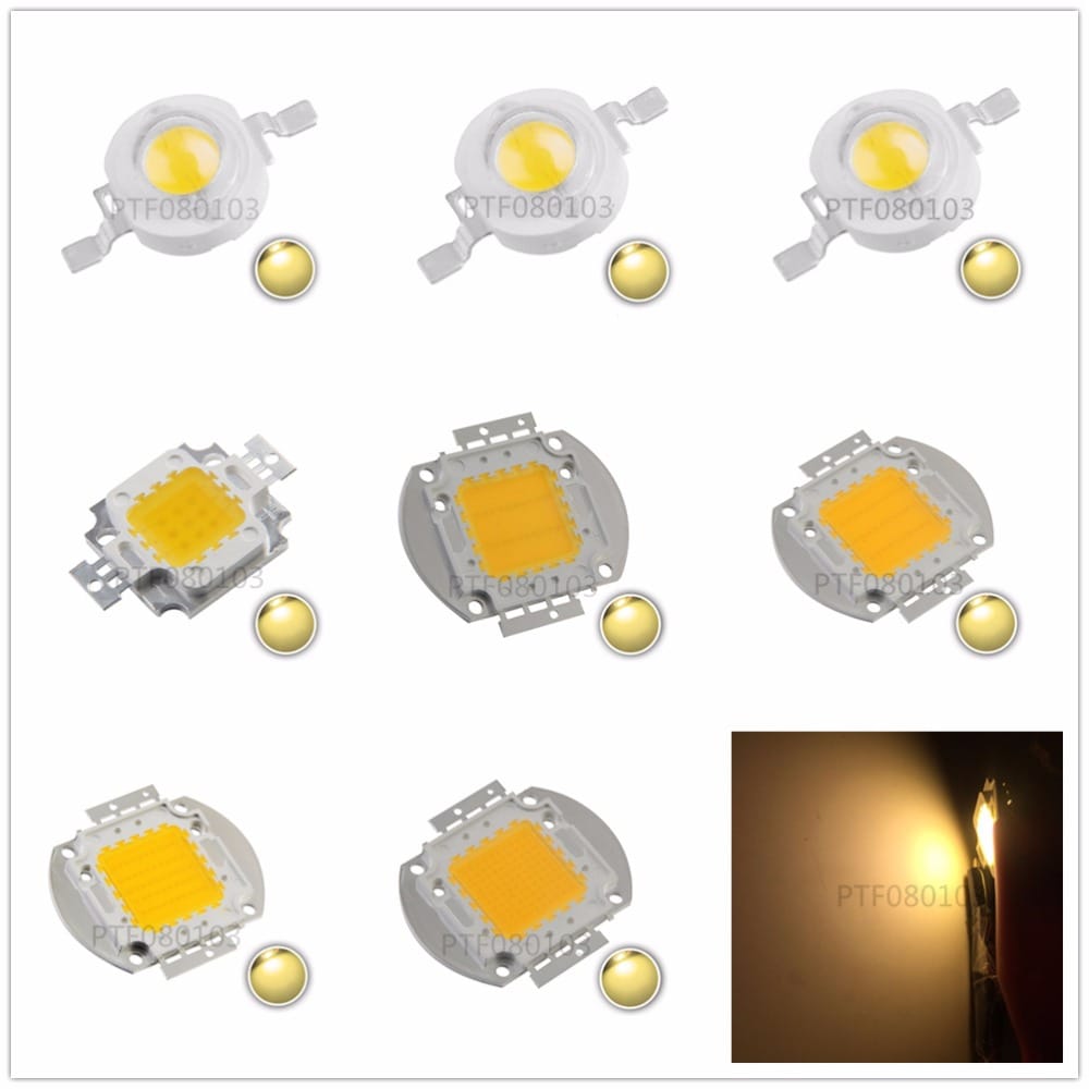 High Power warm white LED Chip High Power LED Chip SMD 3000-3500K 1W 3W 5W 10W 20W 30W 50W 100W Lamp Light Beads Diode