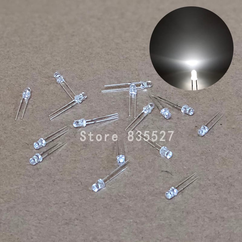 100pcs/lot 3mm white color water clear DIP Round LED light emitting diode short legs DIY lights LEDS Light Beads New original