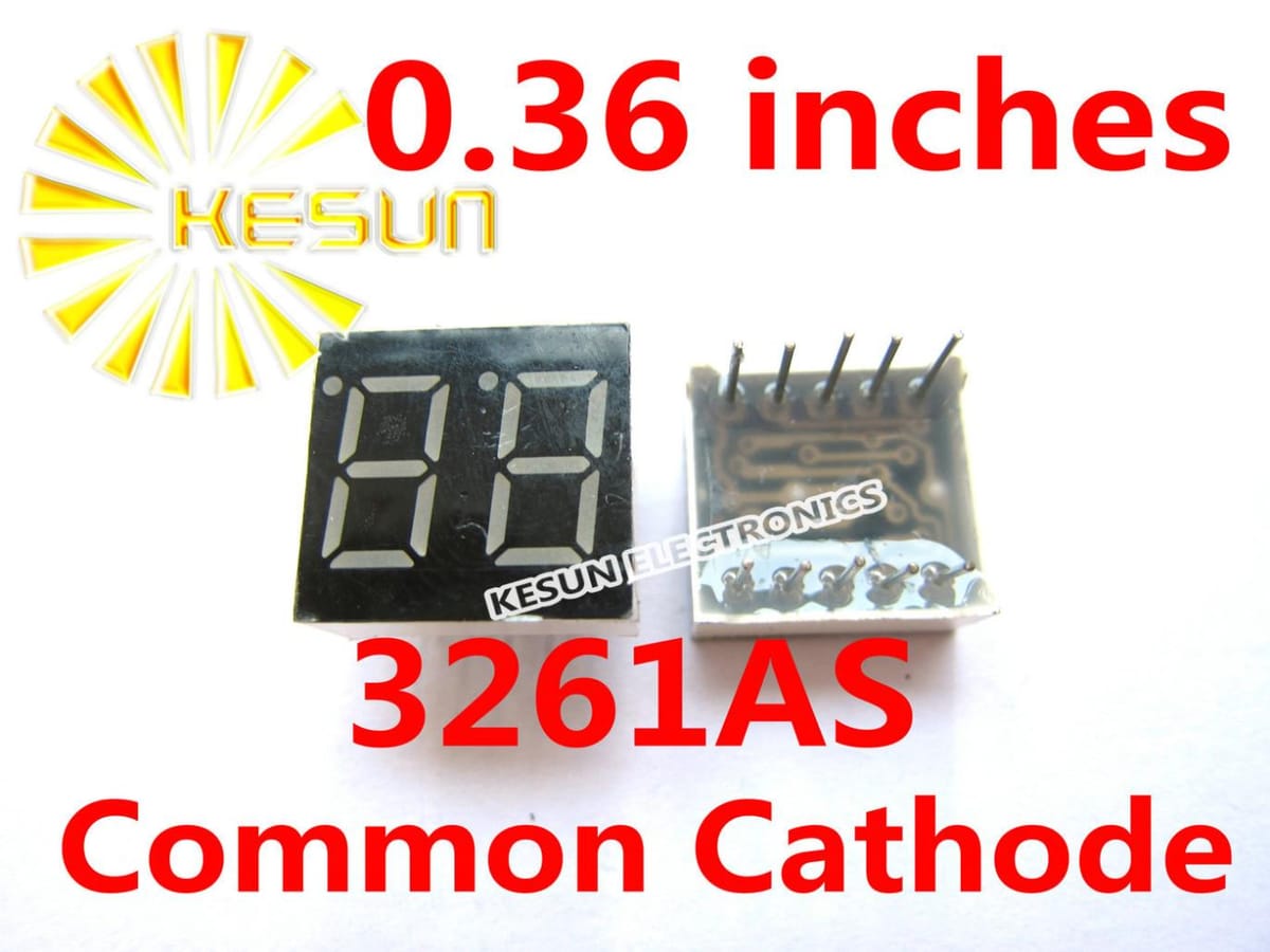 5PCS x 0.36 inches Red Common Cathode/Anode 2 Digital Tube 3261AS 3261BS LED Display Module Light Beads