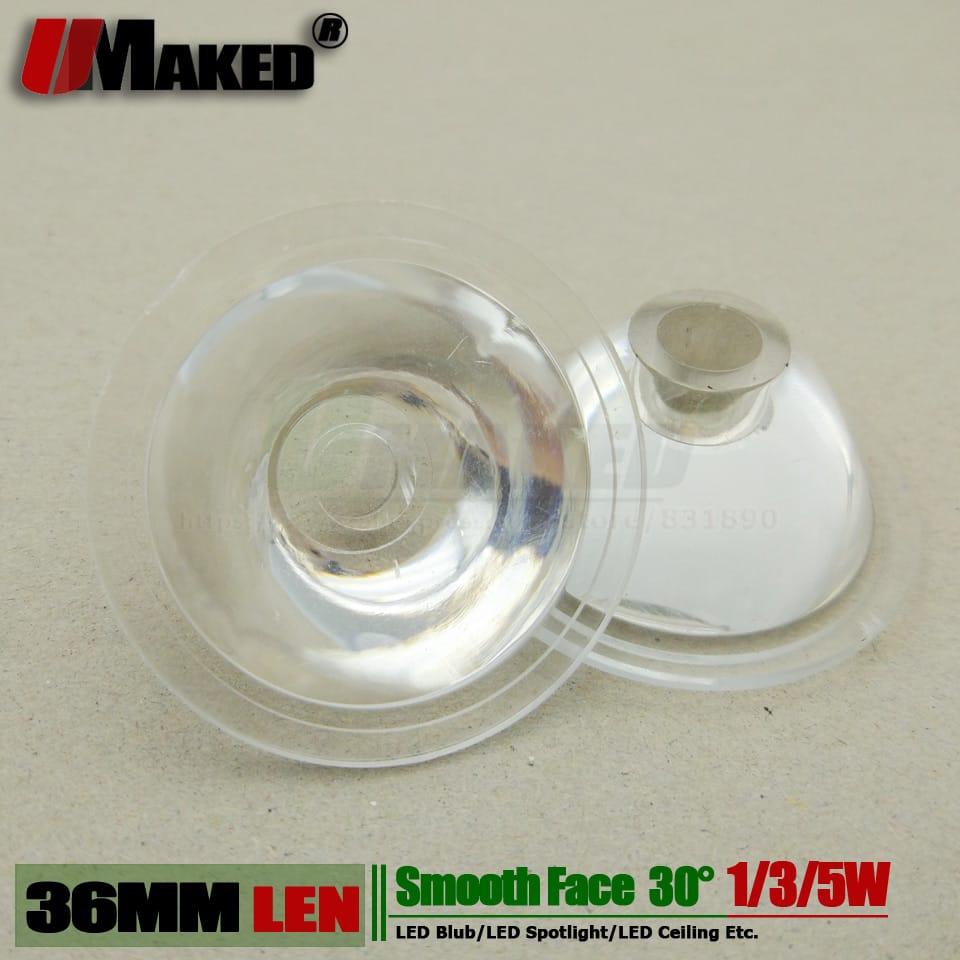 36MM LED lens Smooth face 1W 3W 5W High power light bead lense 30 degre PMMA Transmittance 95% For led floodlight spotlight