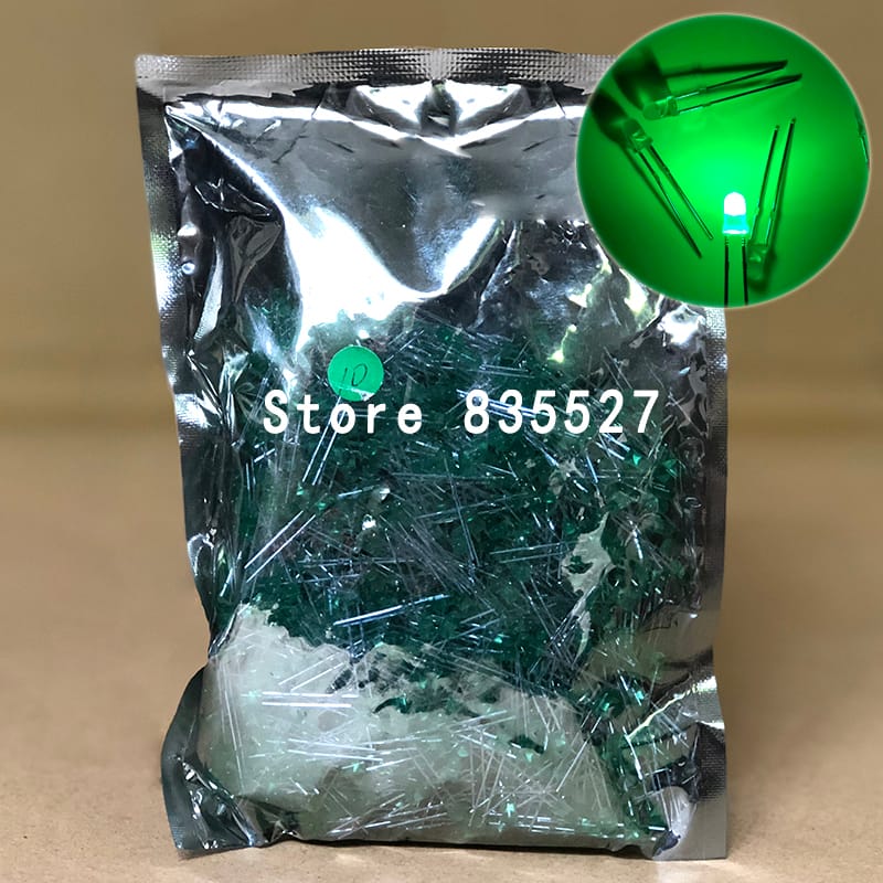 1000pcs/lot 3mm emerald green in color DIP Round LED light emitting diode short legs DIY lights LEDS Light Beads New original