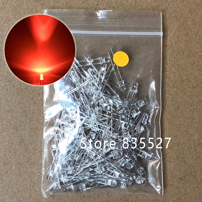 100PCS/LOT F3 3MM Round Transparent Shell Orange LED Light-emitting Diodes Water Clear For DIY Light  lamp beads DIP