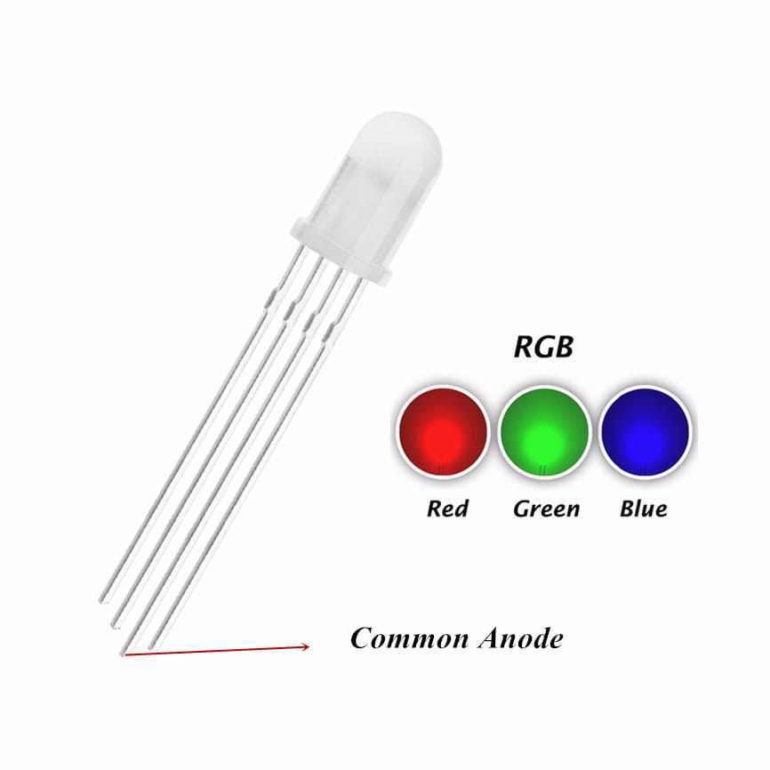 50PCS, 5MM RGB LED, Diffused, Common Anode, F5 Tricolor Lamp Wide Angle Light Beads F5-RGB