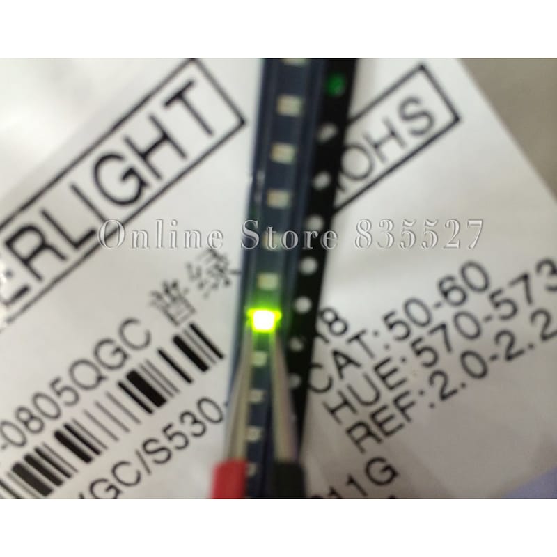 100pcs/lot LEDs 0603 / 1608 SMD light beads bright ordinary green / yellow green LED light emitting diodes diode
