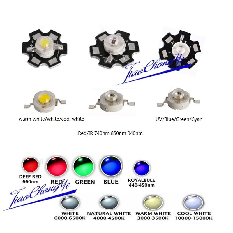 10pcs 3W High Power LED Chip Light Beads White Red Blue Green IR light-emitting diode