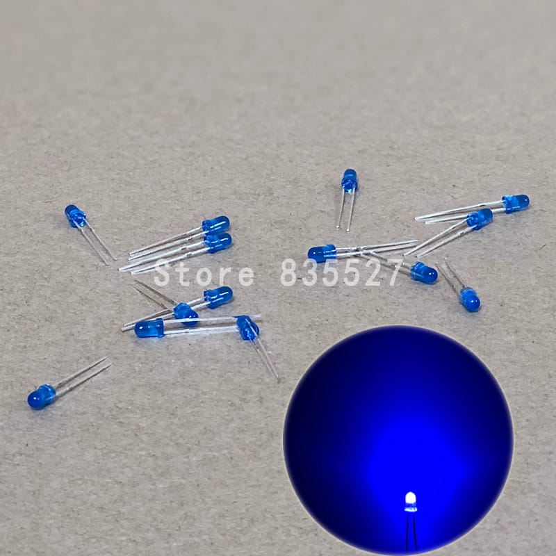 100pcs/lot 3mm Blue in the color DIP Round LED light emitting diode short legs For DIY lights DIP Light Beads New original F3
