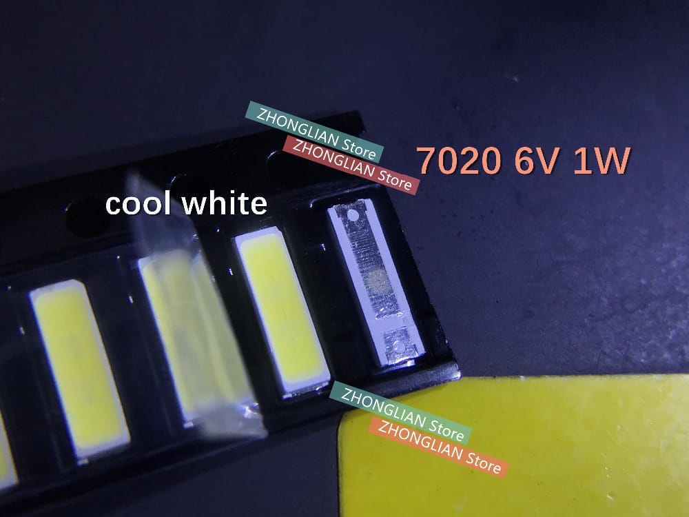 100PCS/Lot  7020 lamp beads LED repair LCD TV TV backlight beads 6V 1W lamp beads cool white light