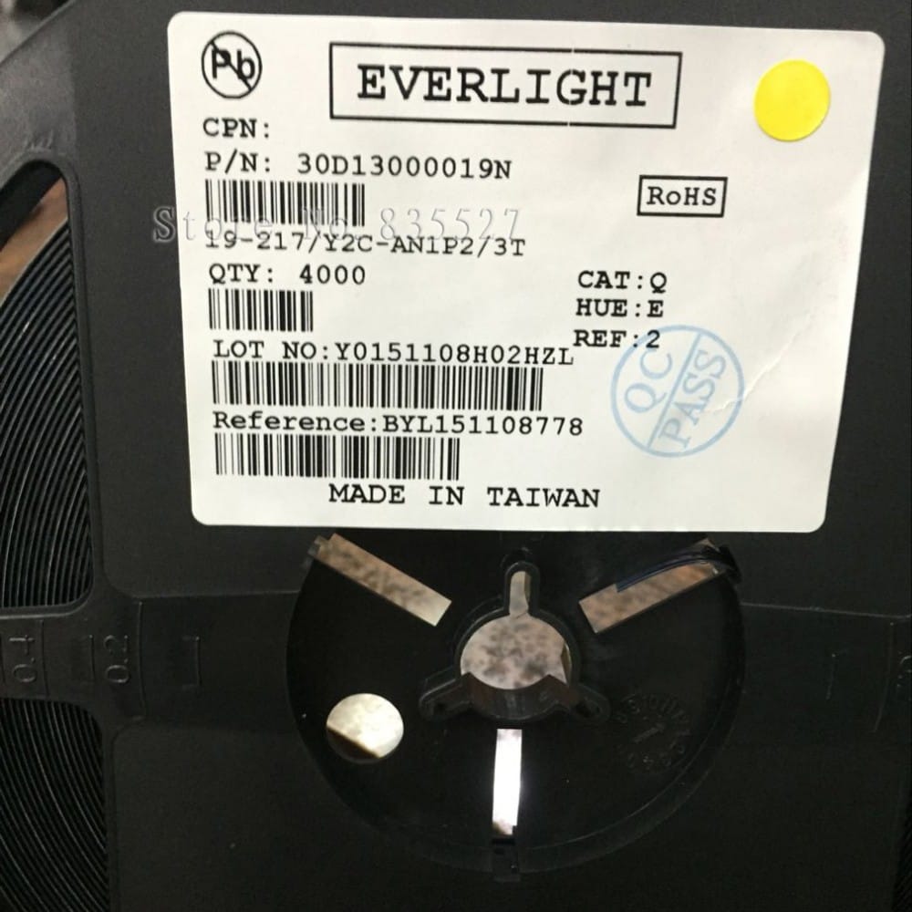 4000PCS/LOT ( Make  EVER LIGHT )  1608 0603 yellow SMD LED lamp beads bright LED light emitting diode