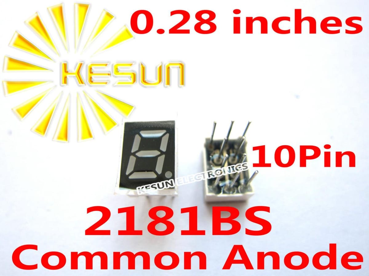 100PCS x 0.28 inches Red 2181AS 2181BS 10Pin Common Anode/Cathode Single Digital Tube LED Display Module Light Beads