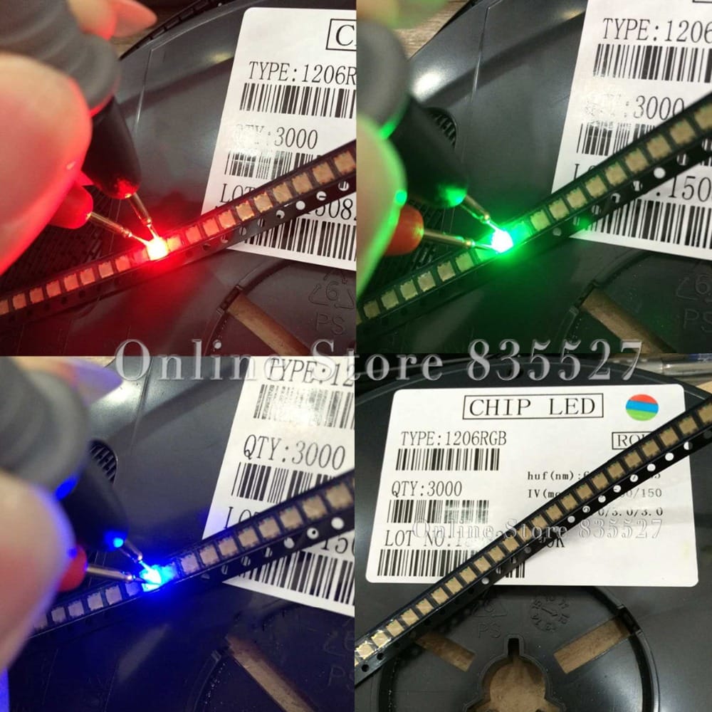 100pcs/lot lamp beads 1210 1206 3227 SMD RGB red green blue full three colour mist fog common anode light-emitting diode LED