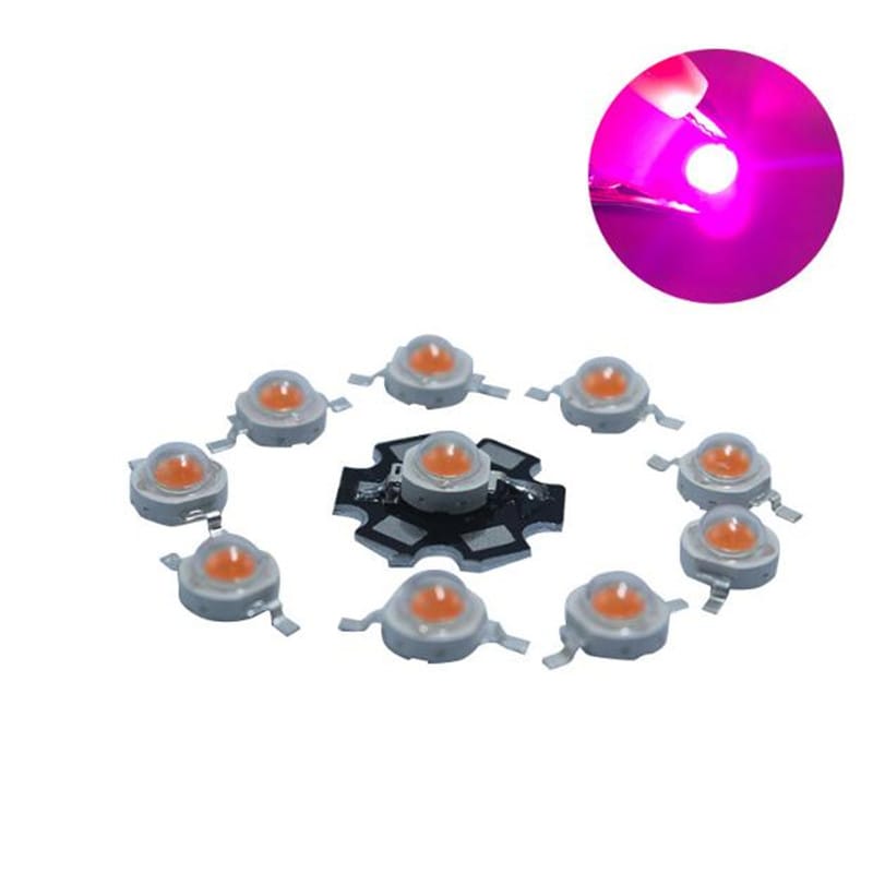 LED plant gorwth chips high power beads 3W 1W 5W full specturm Pink LED light lamp bulb 400-840nm 50pcs free shipping