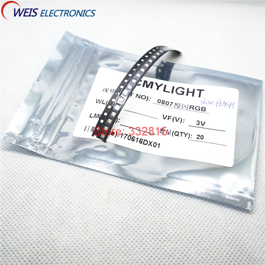 100PCS, 0805 0807 RGB SLOW FLASH SMD LED,  Automatic Flashing, Light Beads,  2018 with IC