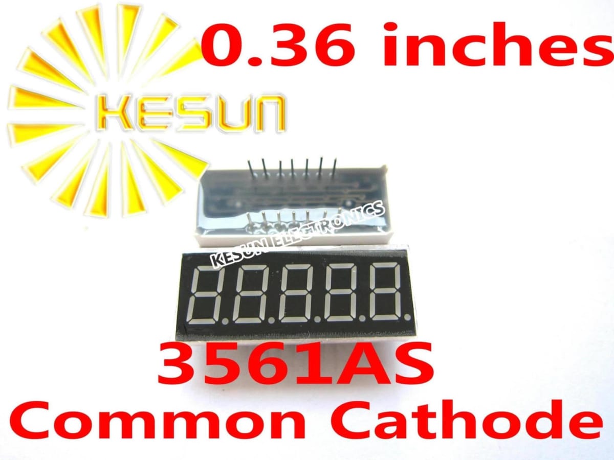 5PCS x 0.36 inches Red Common Cathode/Anode 5 Digital Tube 3561AS 3561BS LED Display Module Light Beads