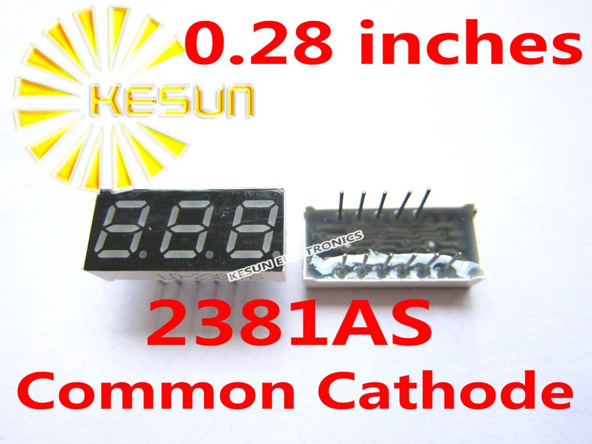 10PCS x 0.28 inches Red Common Cathode/Anode 3 Digital Tube 2381AS 2381BS LED Display Module Light Beads
