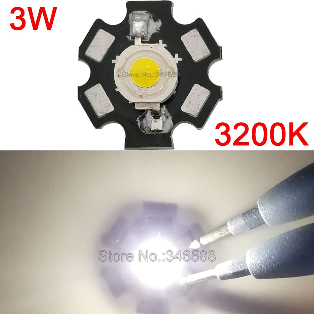 10PCS 3W Warm White High Power LED Lighting Emitter Diode Bead DC3.6-3.8V 700mA 150-170LM 3300K Epileds 45mil Chip with 20mm PCB