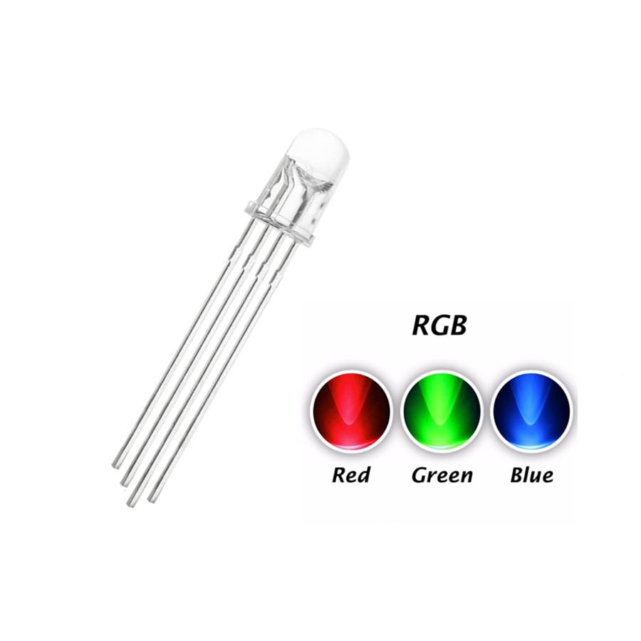 50PCS 5MM RGB LED Common Cathode 4PINS Red Green Blue LED Round Tricolor LED 5 mm Transparent Lamp Light Beads