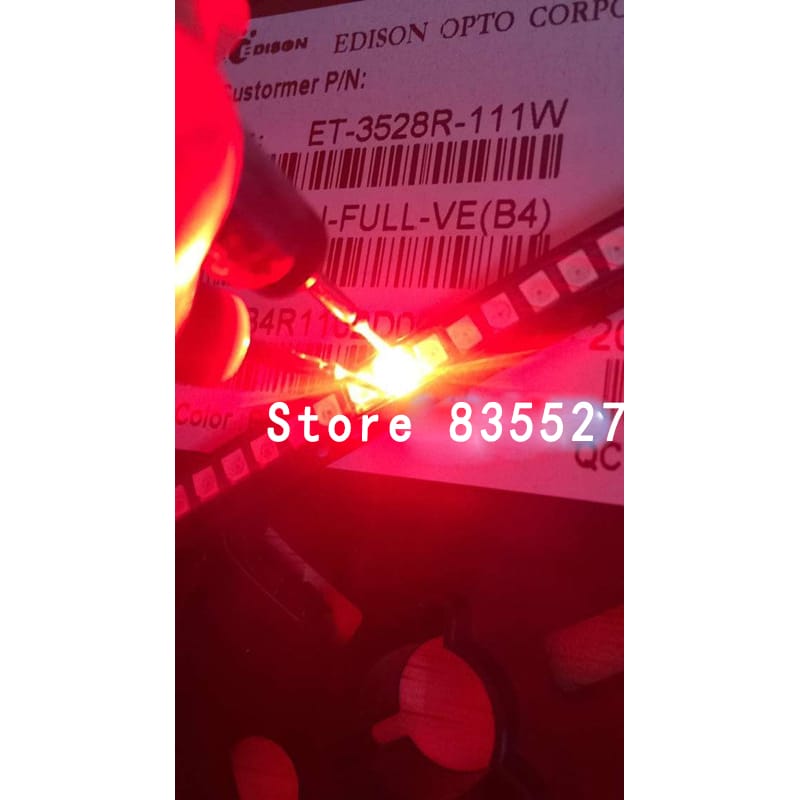 2000pcs/lot LED lamp bead 1210 3528 Red super bright 800-1000mcd copper bracket gold wire ET-3528R-111W light emitting diode