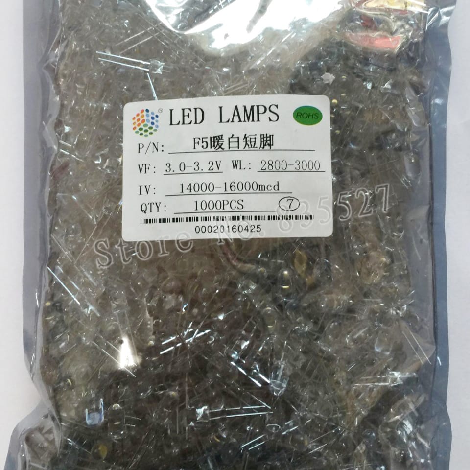 1000pcs / lot warm white 5mm round LED lamp beads warm white super bright LED Light-emitting diodes (high quality leds)
