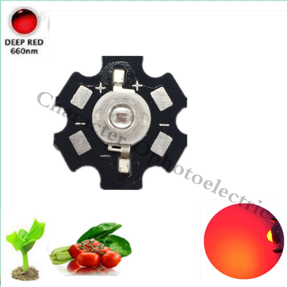 3W  high power led Lamp Bead  light Bulb Deep red 660-665nm Chip led lighting source for grow plant   with 20mm Black PCB star