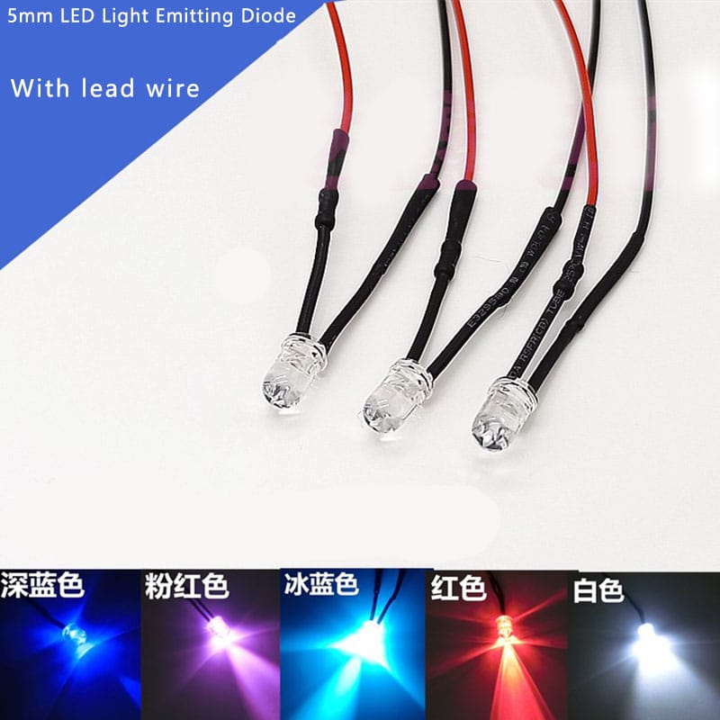 2pcs/lot 5MM Ultra-bright LED Light Emitting Diode 5V12V24V220V LED Bead Model Decorative Toy Car Indicator Lamp DIY