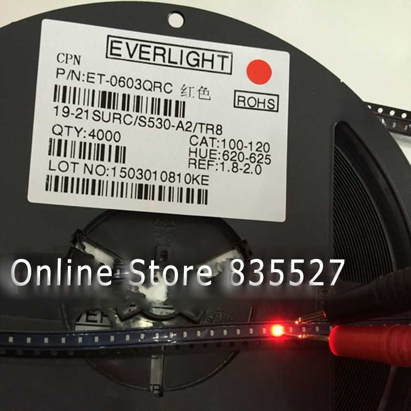 4000PCS/LOT  1608 0603 red SMD LED lamp beads super bright LED light emitting diode