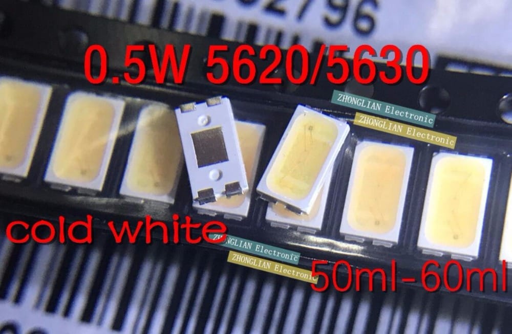 LCD TV backlight led lamp beads 0.5W SMD 5620 LED lamp beads 5630 lamp beads 50ml-60ml 14000-18000MCD cold white light SMD 4pin