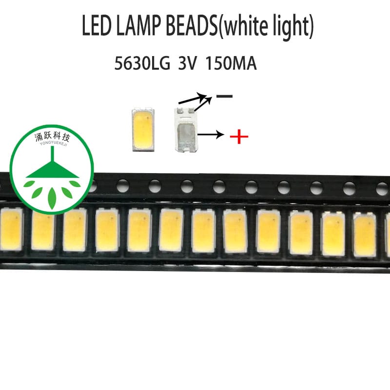 100Pcs/lot SMD chip 5630 patch beads 0.5W 150ma LED 3V light source 55-60LM 5700-6000K
