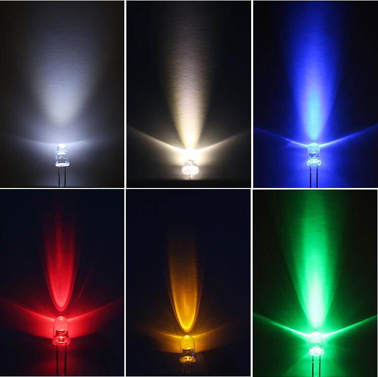 100PCS x Long Leg 3mm Red Warm White Green Blue Yellow Orange Pink Purple 7 color Clear Lens Ultra Bright LED Diode Light Beads