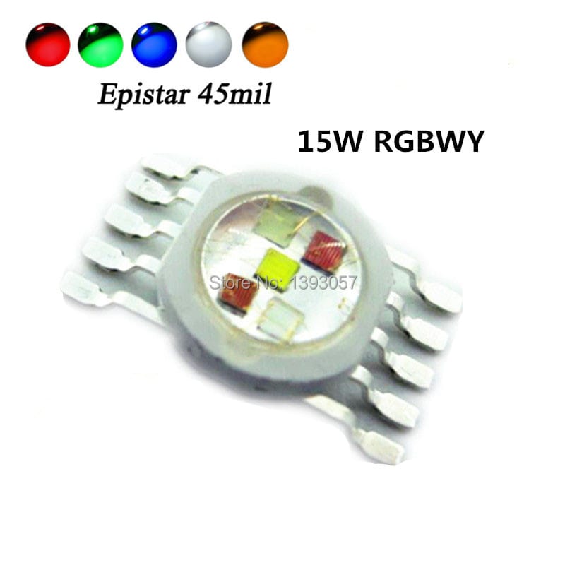 High Power LED Chip 15W RGBWY 45mil Red Green Blue White Yellow COB Supper Bright 10 pin Light Beads For Stage Lights