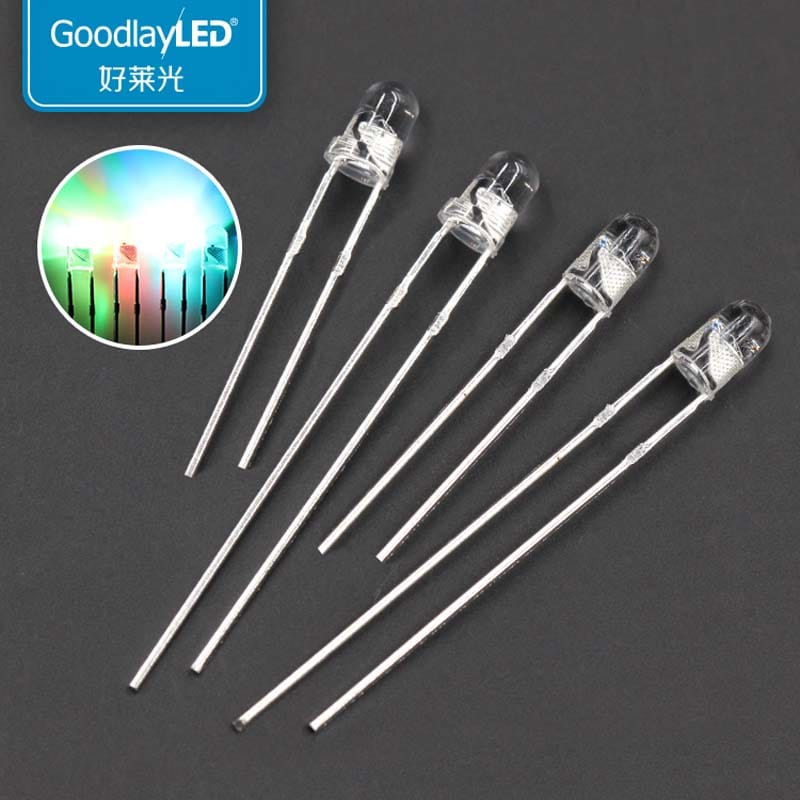 1000PCS 3mm Round Transparent RGB Fast And Slow Flash Directly Inserted LED Lamp Beads Light-Emitting Diode